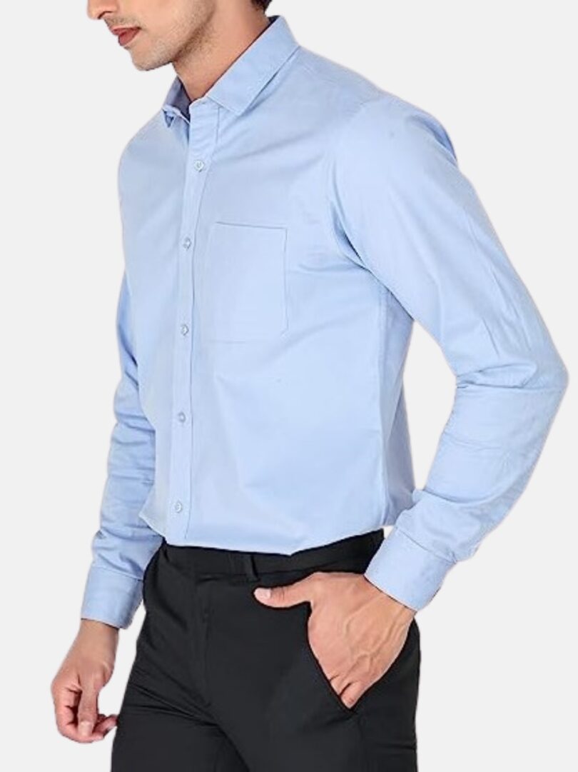 Mens Plain Shirt LightBlue - Image 4