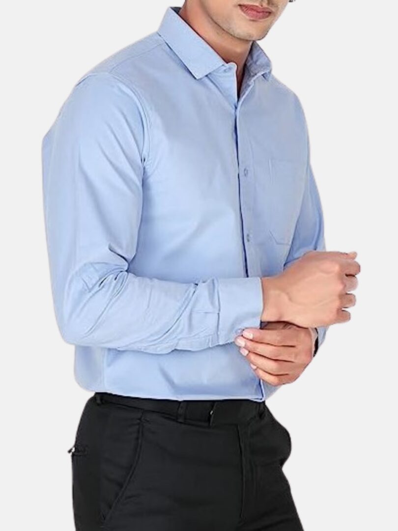 Mens Plain Shirt LightBlue - Image 3