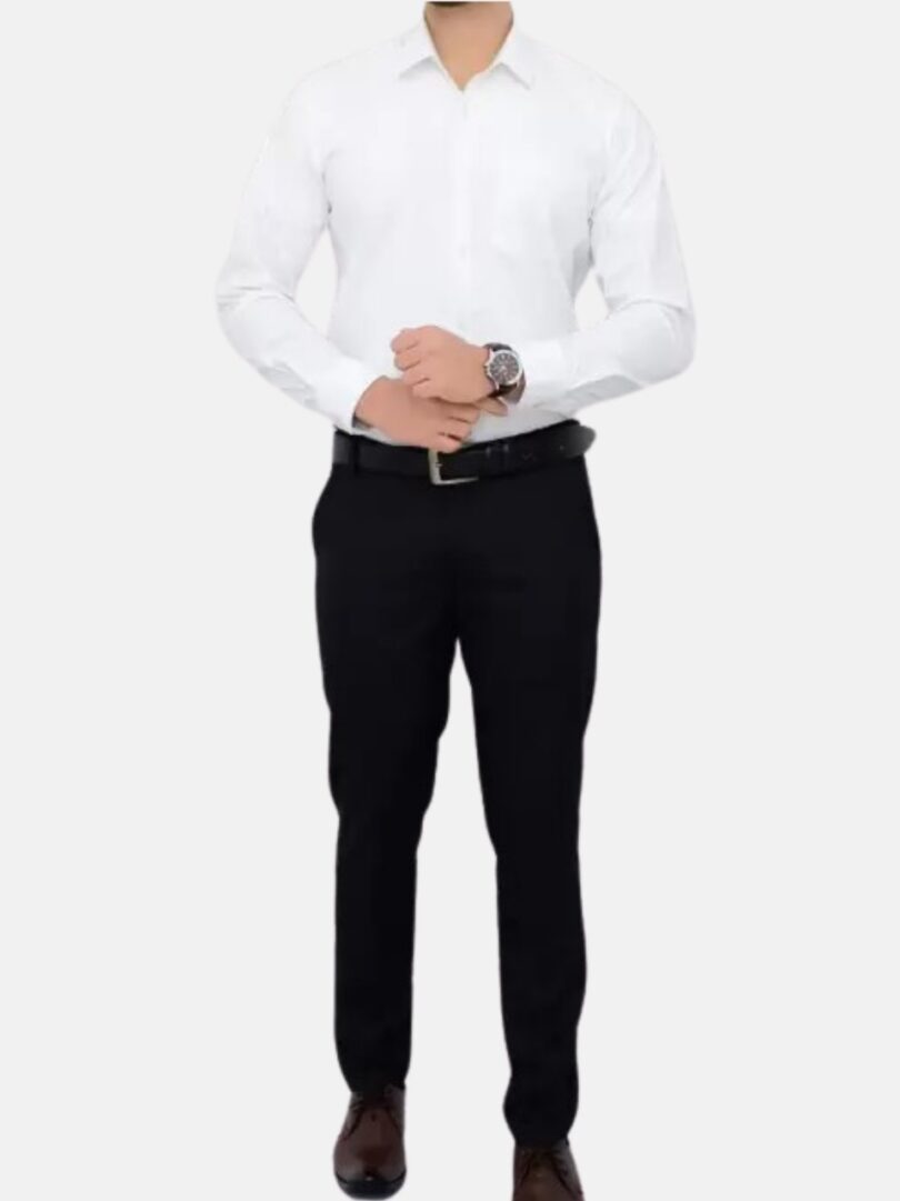 Mens Plain Shirt White - Image 3