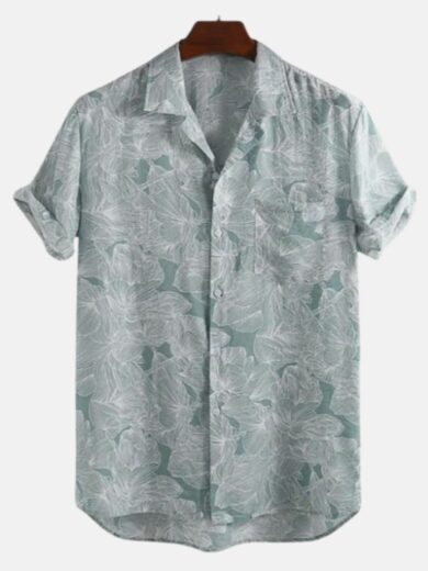 Men half sleeve Printed Shirt Sea Green