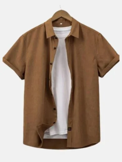 Men half sleeve shirt Dark Brown