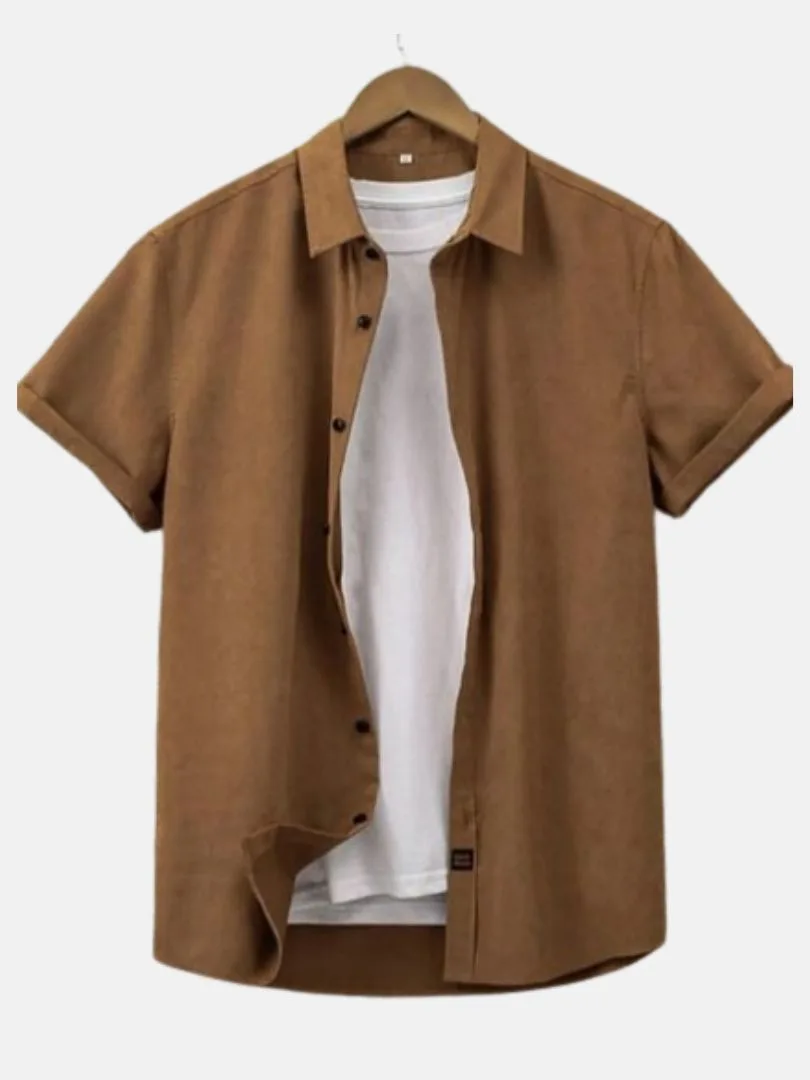 Men half sleeve shirt Dark Brown