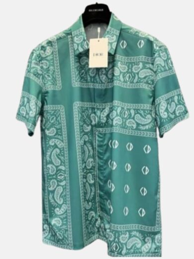 Men half sleeve Printed Shirt Ice Green