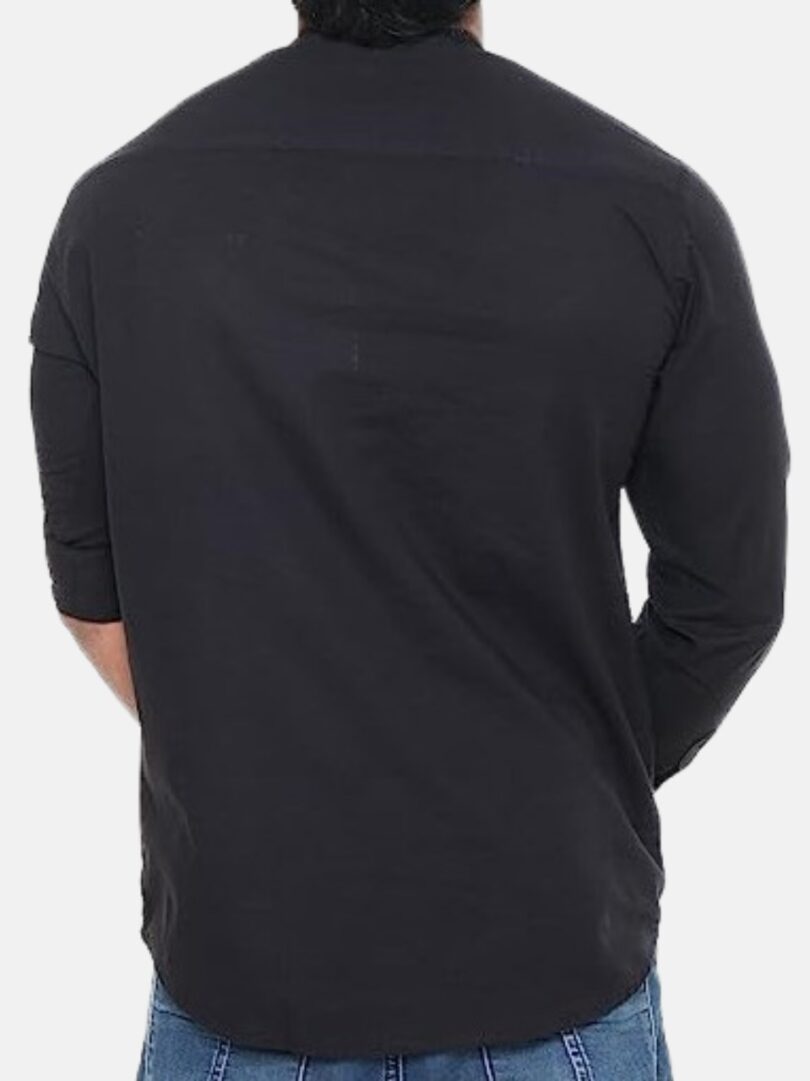 Mens Kurti Shirt Black - Image 3