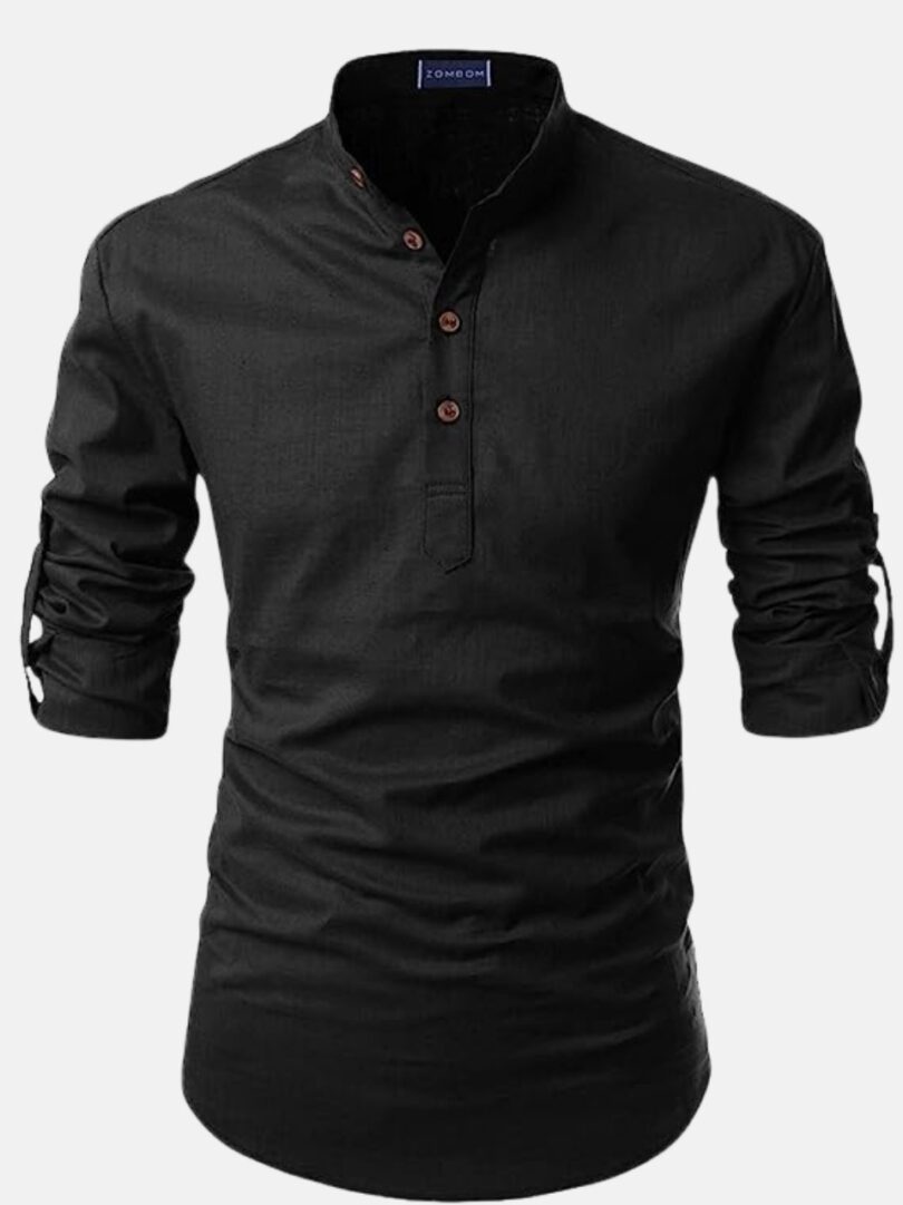 Mens Kurti Shirt Black