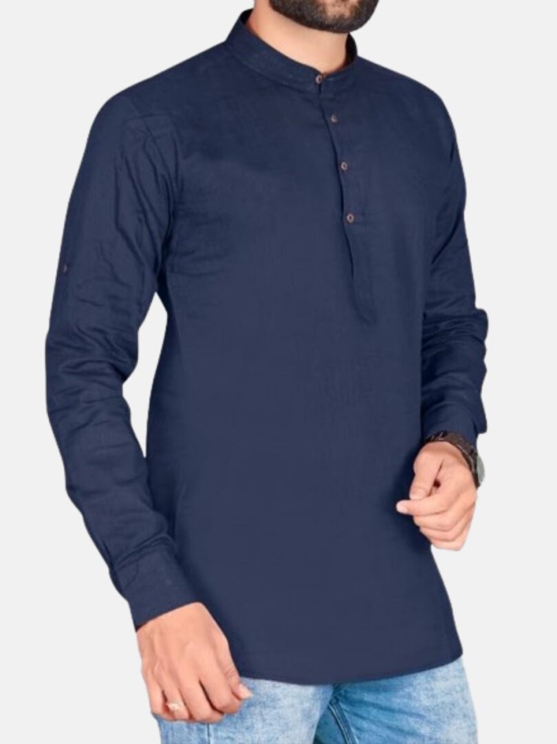 Mens Kurti Shirt NavyBlue - Image 4