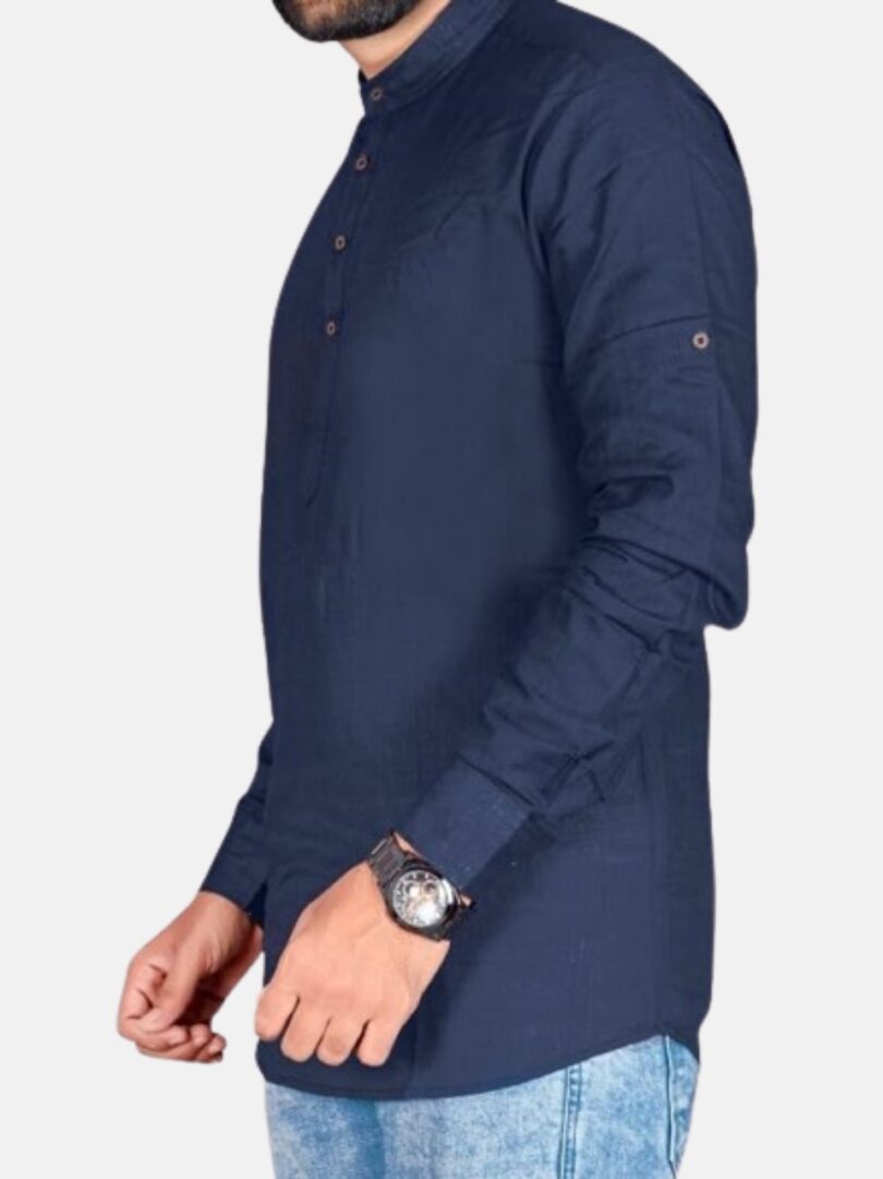 Mens Kurti Shirt NavyBlue - Image 3