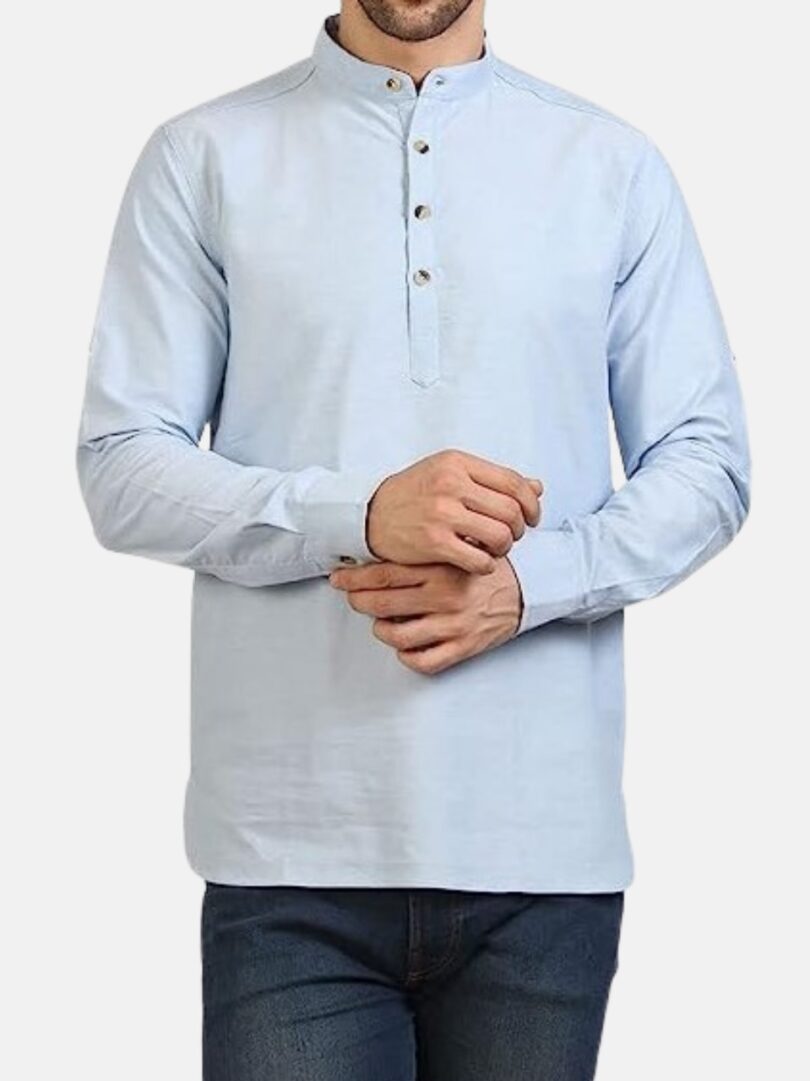 Mens Kurti Shirt Blue