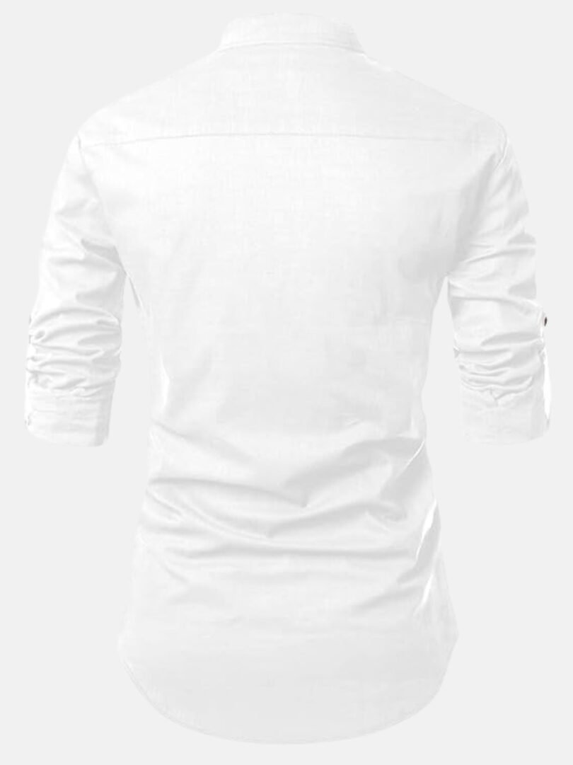 Mens Kurti Shirt White - Image 2