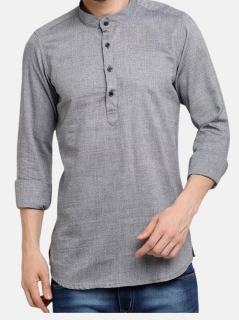 Mens Kurti Shirt Gray