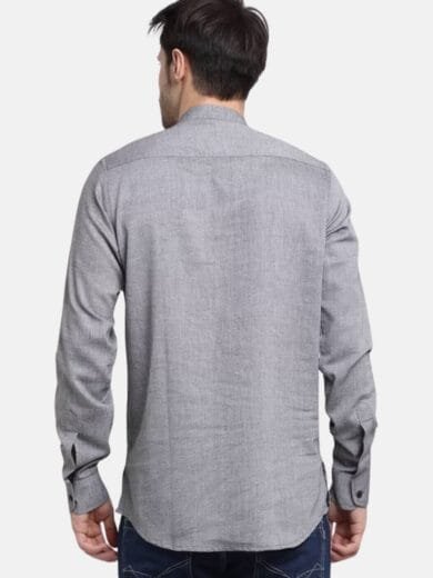 Mens Kurti Shirt Gray - Image 2