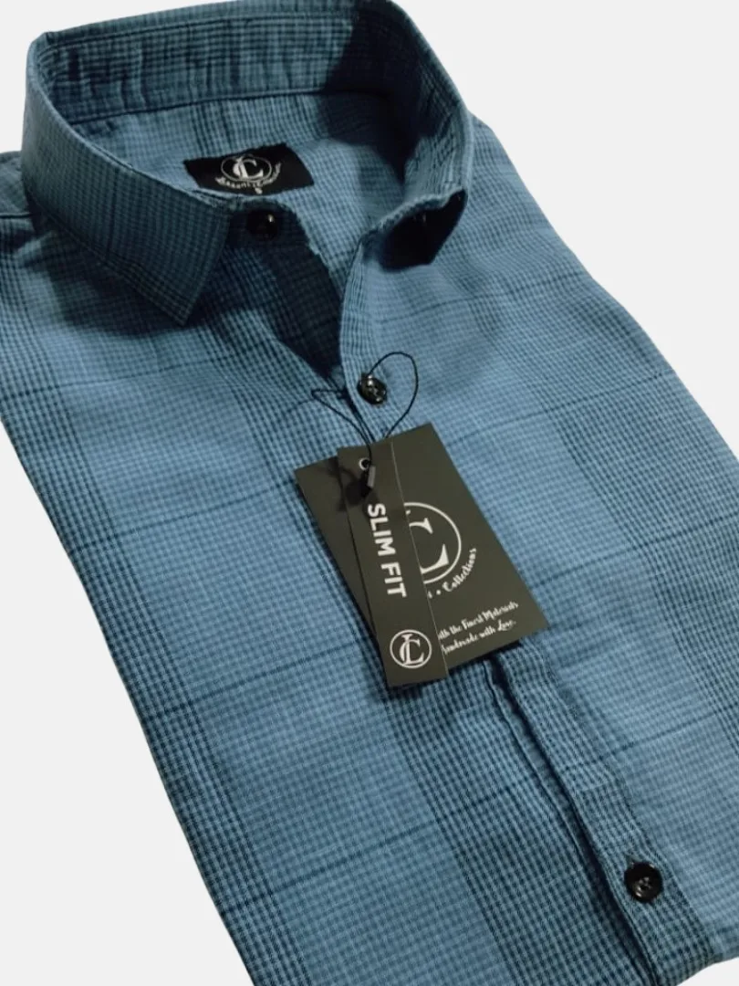 Elegant Blue Formal Check Shirts for Men